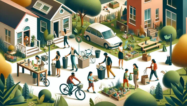 Immagine di un mercato locale con prodotti freschi e sostenibili, simbolo di economia circolare.