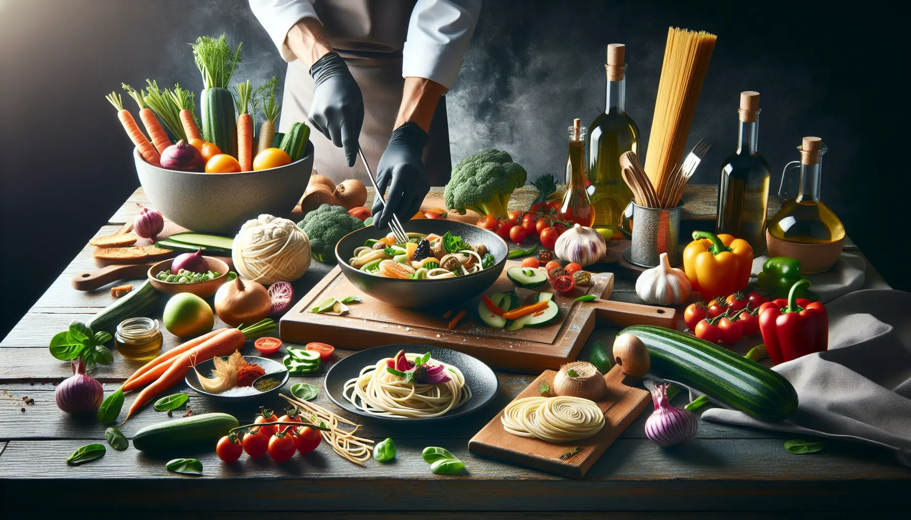 Piatto di cucina vegetale con ingredienti freschi e colorati
