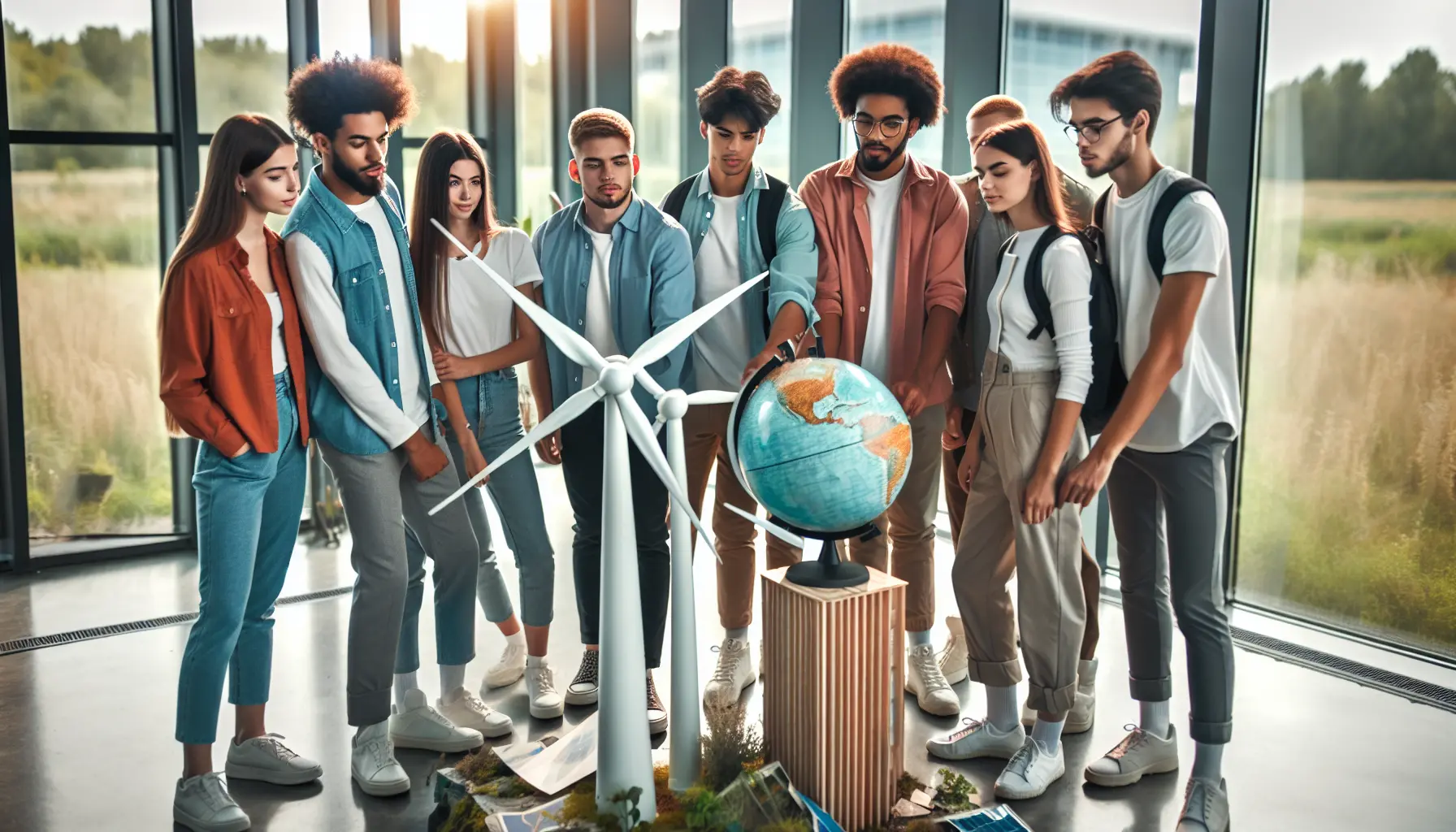 Giovani attivisti impegnati in un progetto di energia rinnovabile