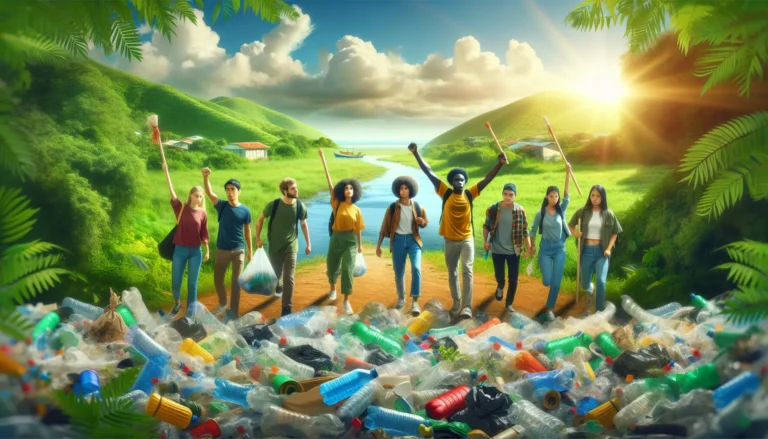 Rifiuti di plastica su una spiaggia, simbolo dell'inquinamento ambientale e della crisi della plastica