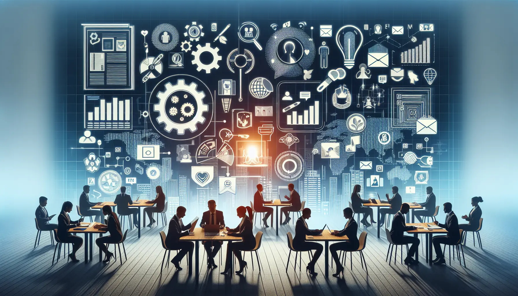 Un gruppo di professionisti che collaborano in un ambiente di lavoro moderno, evidenziando l'importanza delle soft skills.