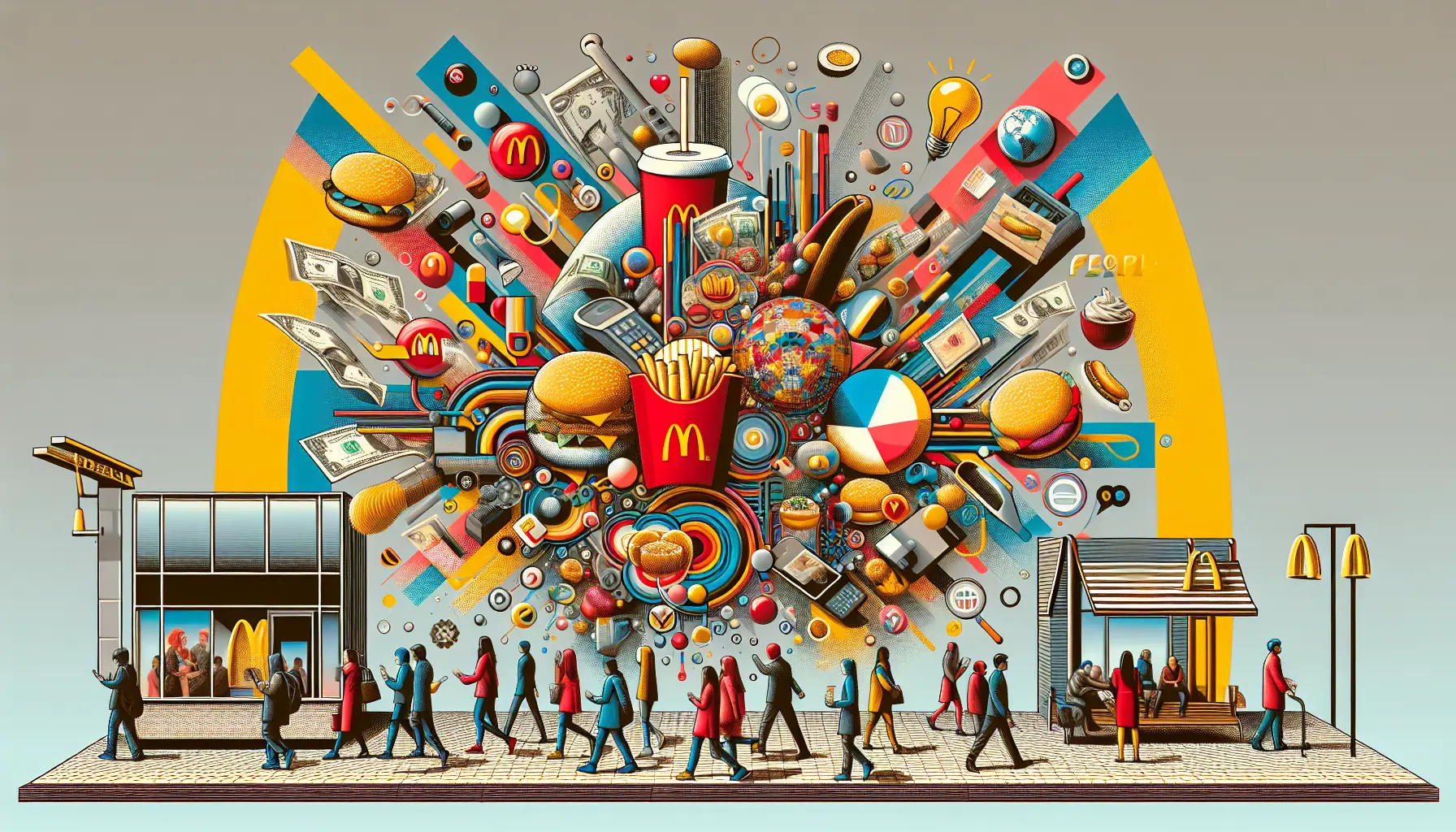 Un ristorante McDonald's affollato con clienti che gustano i loro pasti, rappresentando l'impatto della catena sulla cultura alimentare.