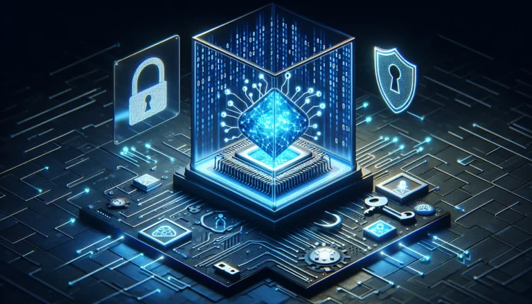 Un'immagine che rappresenta la connessione tra intelligenza artificiale e privacy online, con simboli digitali e dati.