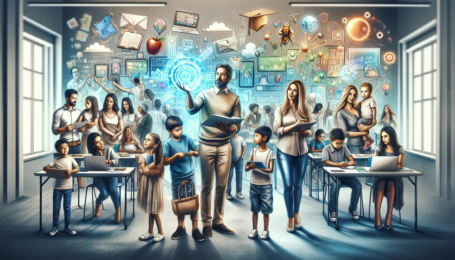 Studente che utilizza un tablet in classe per interagire con strumenti digitali educativi.