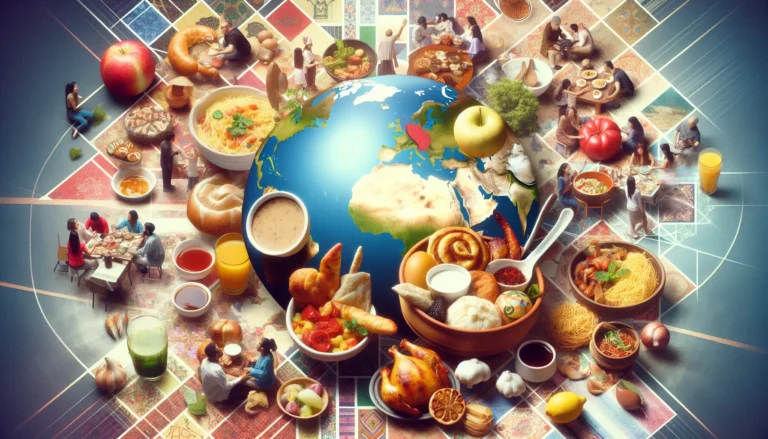 Un tavolo imbandito con piatti tradizionali e vini in una festa enogastronomica