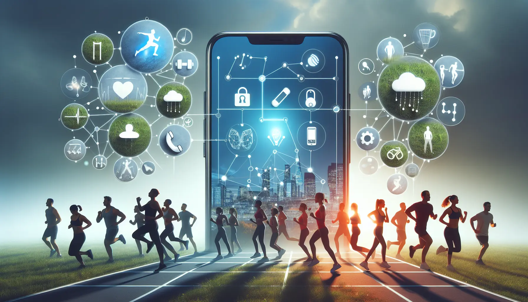 Una persona che utilizza un'app per il fitness mentre si allena all'aperto.