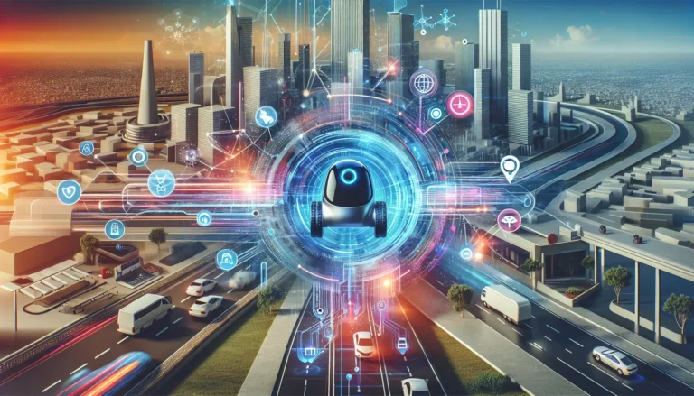 Un veicolo autonomo in movimento in una città moderna, simbolo della rivoluzione della mobilità grazie all'intelligenza artificiale.