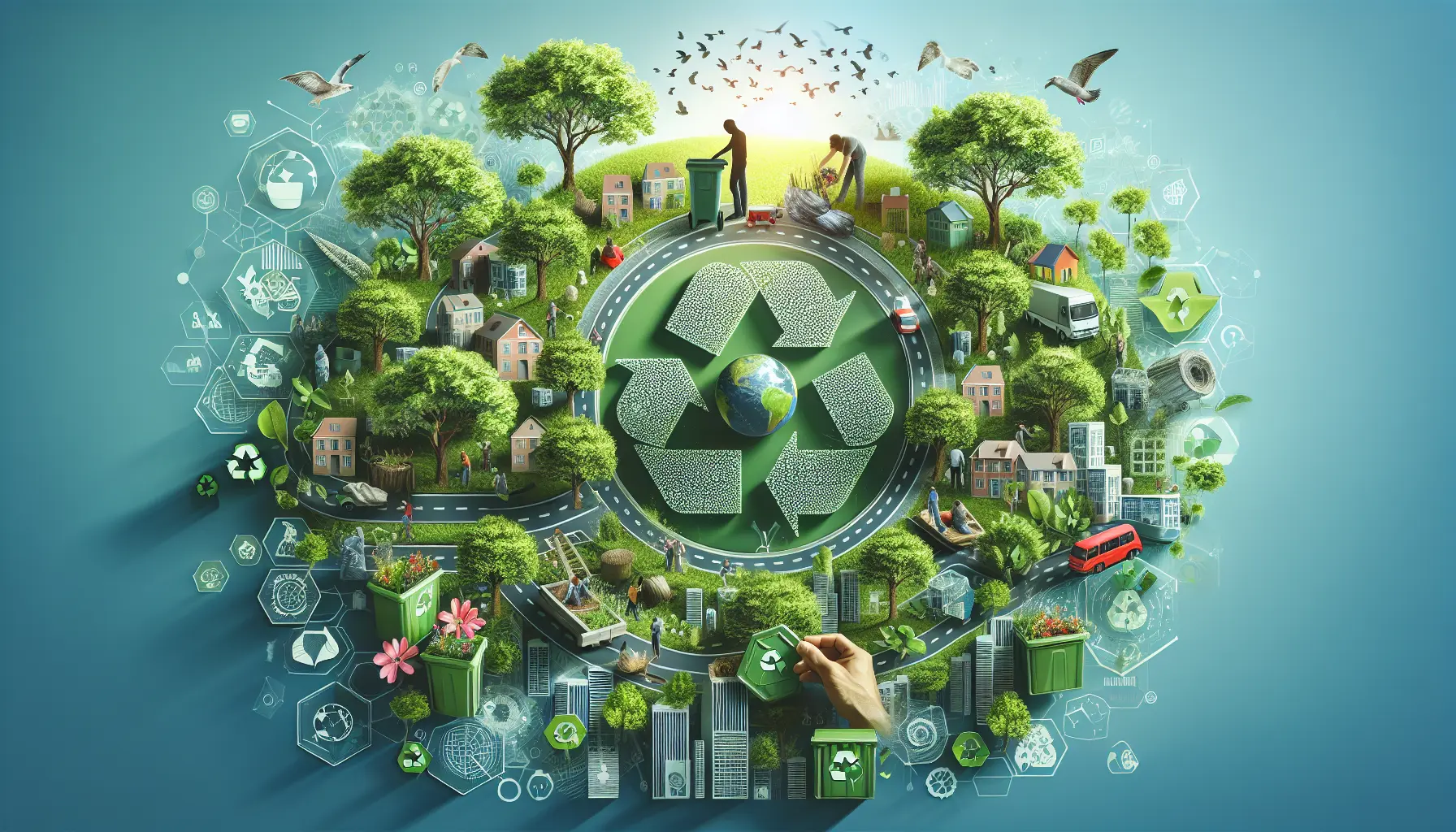 Un gruppo di persone che partecipano a una giornata di pulizia ambientale in un parco, circondati da alberi e natura.