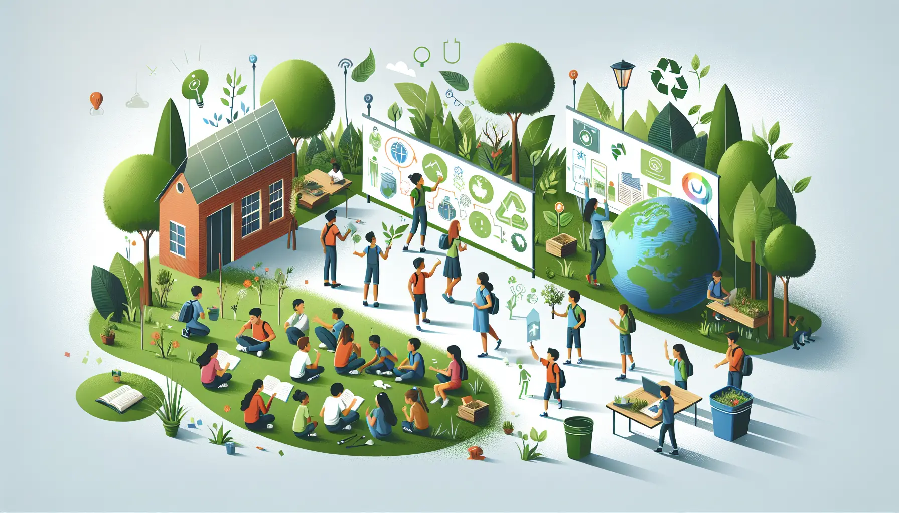 Un gruppo di studenti impegnati in un progetto di orto scolastico, simbolo di educazione e sostenibilità ambientale.