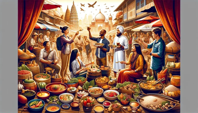 Un piatto gourmet preparato con ingredienti freschi e locali, rappresentante la fusione di cultura e gastronomia.