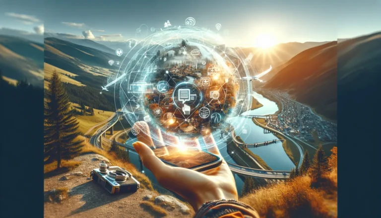 Giovane viaggiatore che utilizza tecnologia per esplorare una nuova città