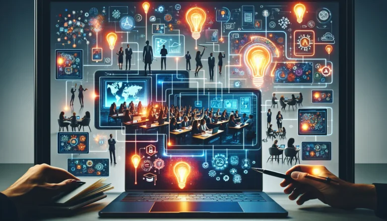 Un gruppo di professionisti impegnati in una sessione di formazione interattiva, utilizzando tecnologia avanzata.