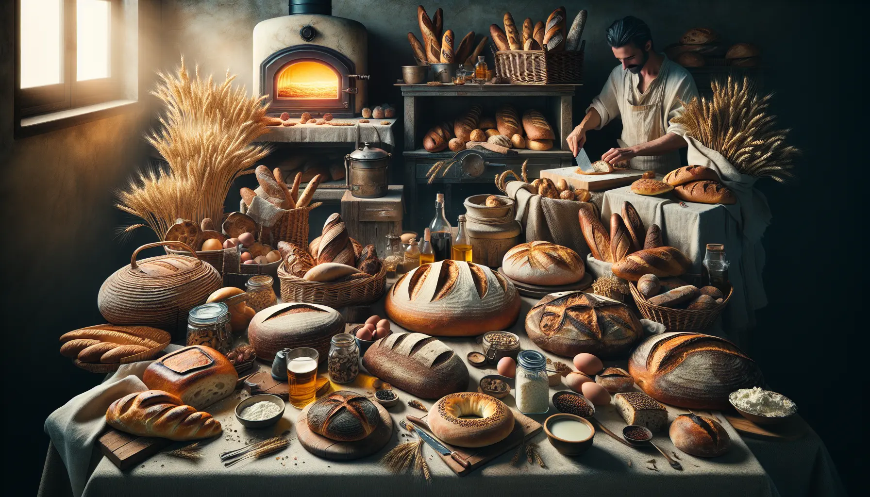 Una tavola imbandita con diversi tipi di pane italiano, simbolo di convivialità e tradizione.