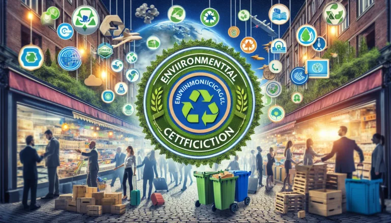 Immagine rappresentativa di prodotti certificati con marchi di sostenibilità, evidenziando l'importanza delle scelte ecologiche.