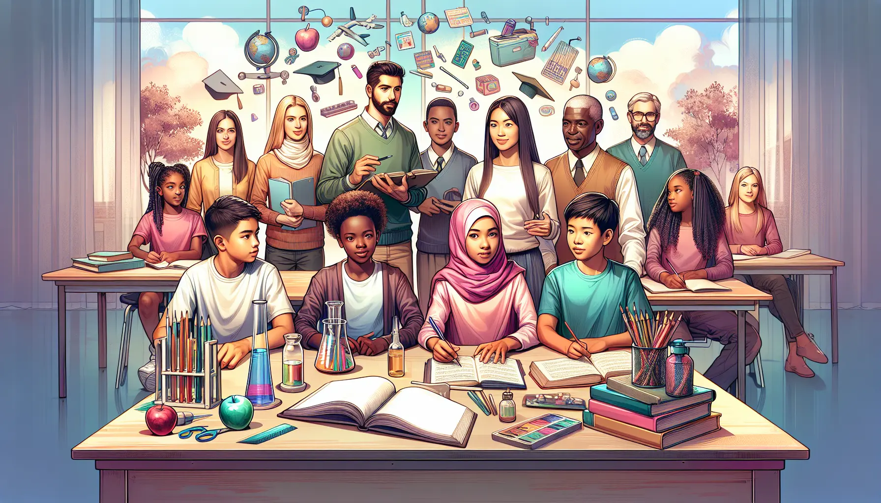 Un gruppo di giovani che collaborano a un progetto educativo, evidenziando l'importanza delle competenze trasversali.