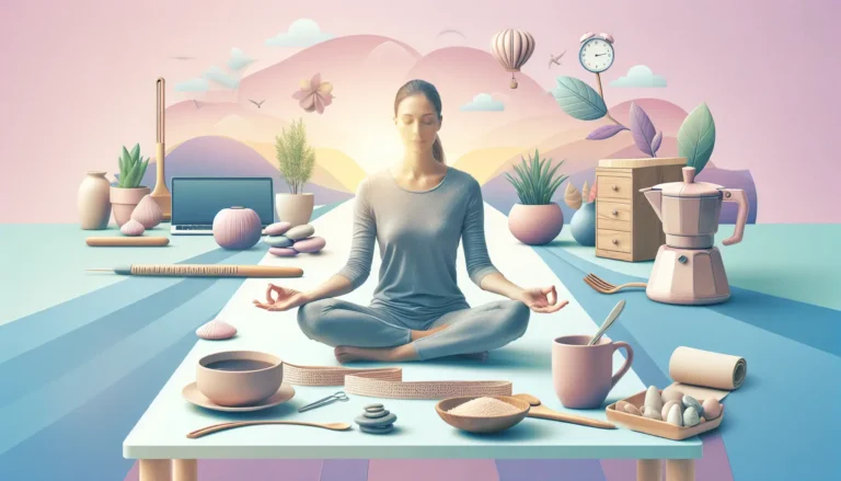 Una persona che pratica la mindfulness in un ambiente tranquillo, concentrandosi sulla respirazione.