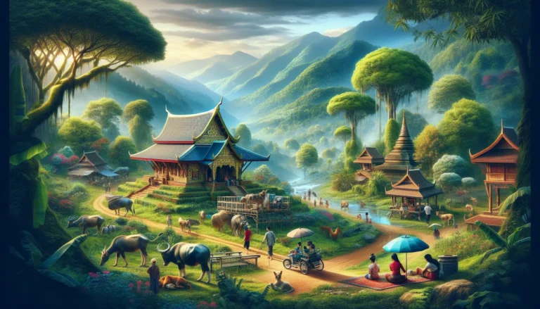 Un viaggiatore che esplora un villaggio di pescatori in Vietnam, circondato da paesaggi naturali e culture vibranti.