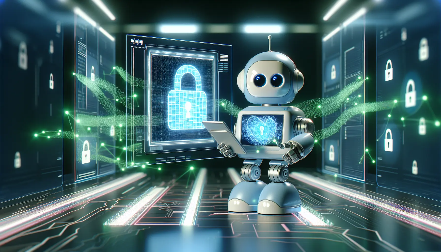 Rappresentazione visiva di un bambino che interagisce con un dispositivo digitale in un ambiente sicuro, simbolo di protezione della privacy online.