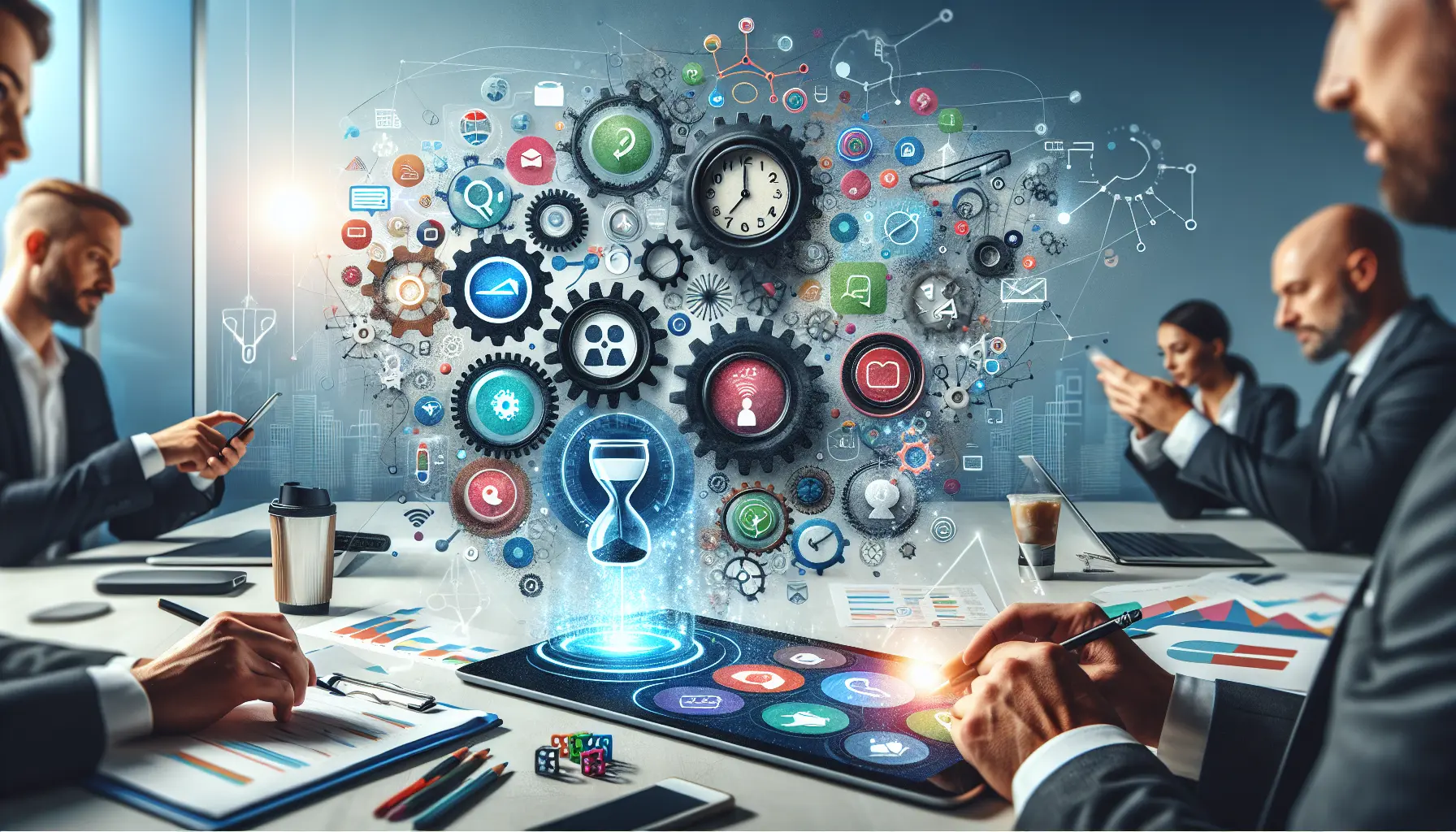 Un collage di app per la produttività personale su uno sfondo moderno