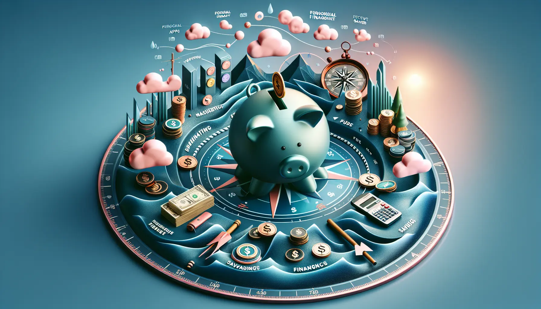 Un giovane che utilizza un'app di gestione finanziaria sul suo smartphone, circondato da appunti e grafici.