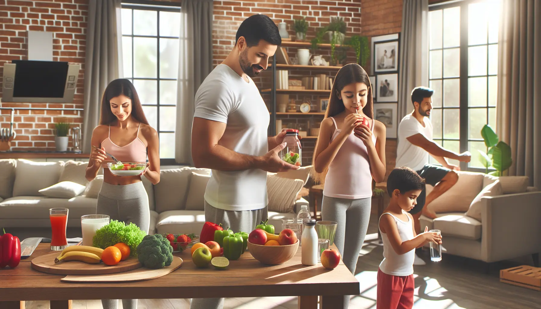 Famiglia che pratica attività fisica all'aperto, simbolo di uno stile di vita sano e attivo.