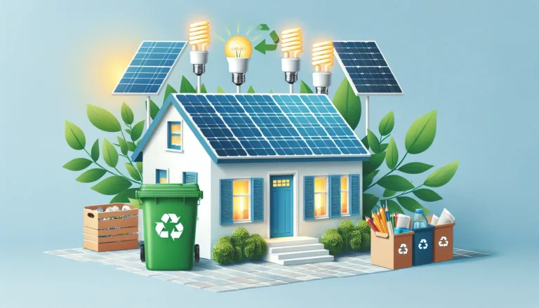 Una famiglia che spegne le luci in casa per risparmiare energia e proteggere l'ambiente.