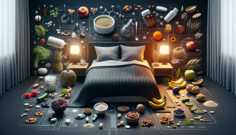 Un ambiente sereno per il sonno con luci soffuse e piante, ideale per migliorare la qualità del riposo.