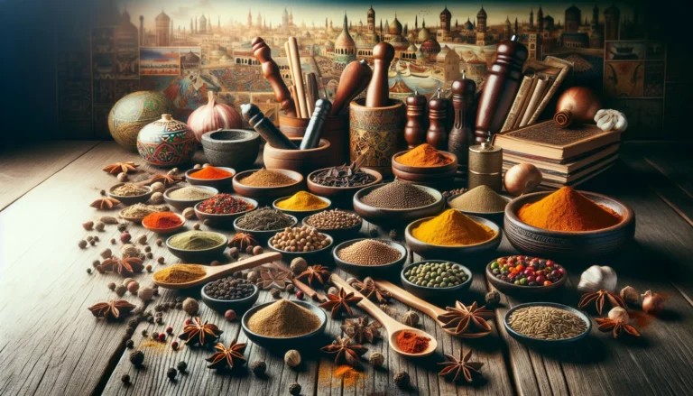 Una selezione di spezie meno conosciute in un mercato locale, pronte per essere utilizzate in cucina.