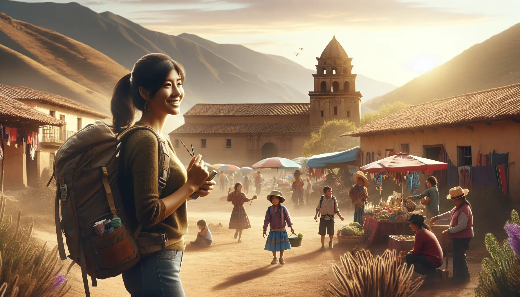 Un viaggiatore esplora un mercato locale in una destinazione unica, immerso nella cultura e nelle tradizioni locali.