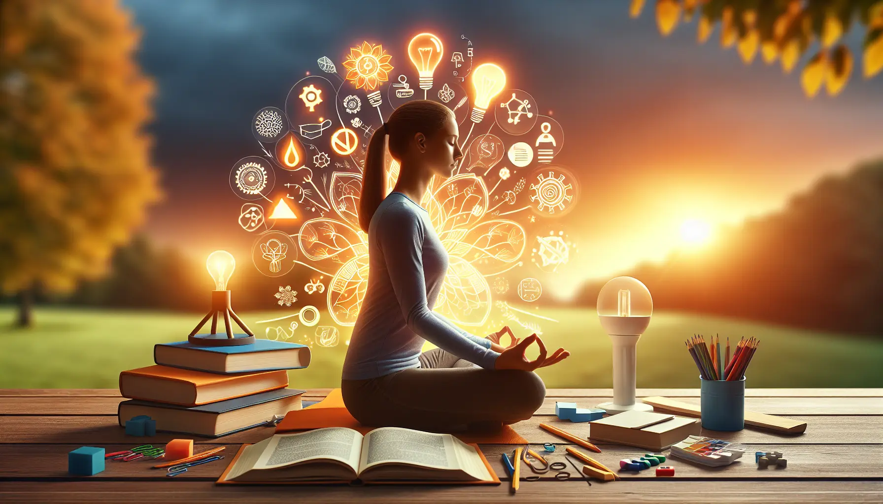 Studente che pratica meditazione per gestire lo stress da esami