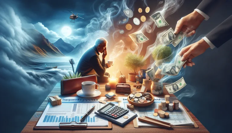 Una famiglia riunita attorno a un tavolo, mentre pianificano le loro finanze e discutono di come affrontare spese impreviste.