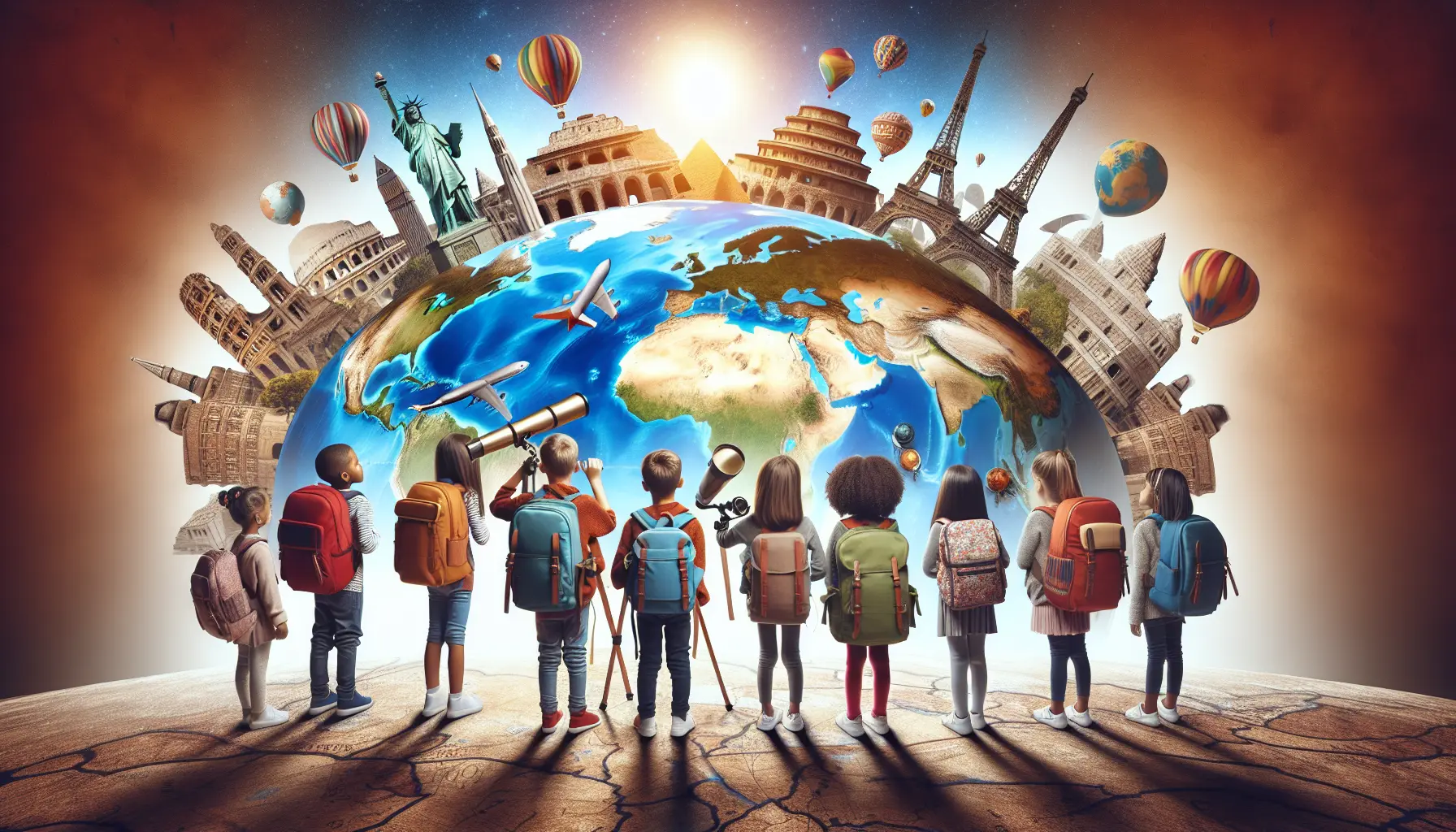 Un bambino esplora un mercato locale, circondato da colori e suoni, simbolo dell'apprendimento attraverso il viaggio.