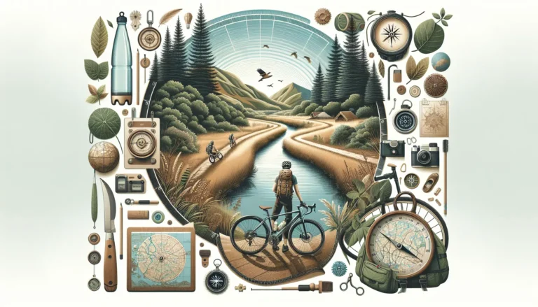 Un gruppo di ciclisti che esplora un paesaggio naturale, circondato da montagne e vegetazione lussureggiante.