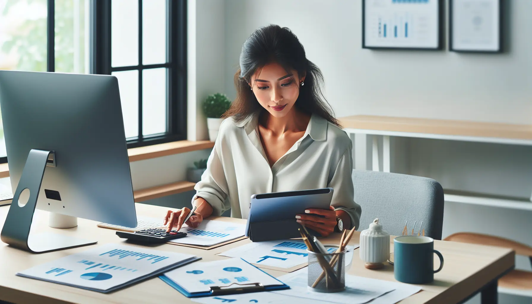 Un giovane adulto che utilizza un'app di budgeting per pianificare il risparmio.
