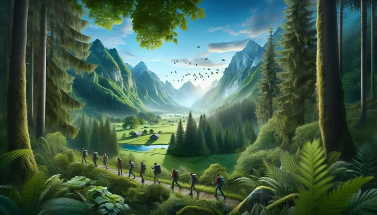 Un giovane avventuriero esplora un paesaggio naturale mozzafiato, immerso nella bellezza della natura.