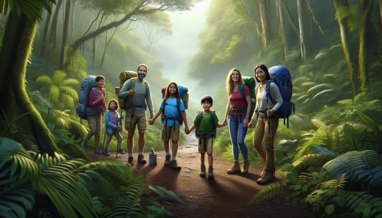 Famiglia in esplorazione nella natura