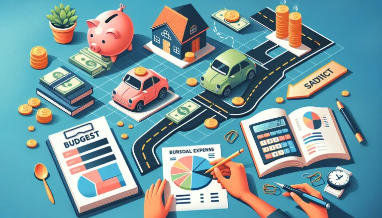 Giovane che crea un budget personale con un computer e appunti