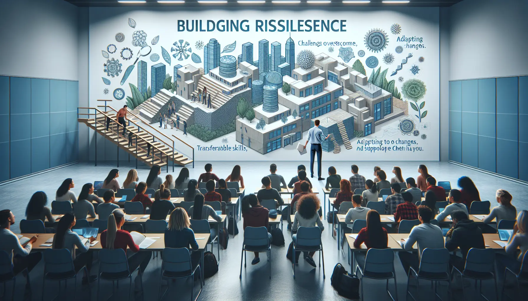 Studente universitario che affronta una sfida con determinazione e resilienza