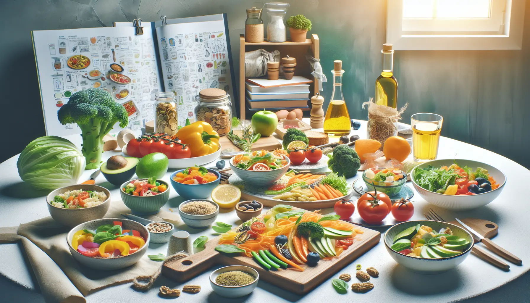 Un piatto colorato di insalata fresca con ingredienti vari, ideale per la cucina senza cottura.