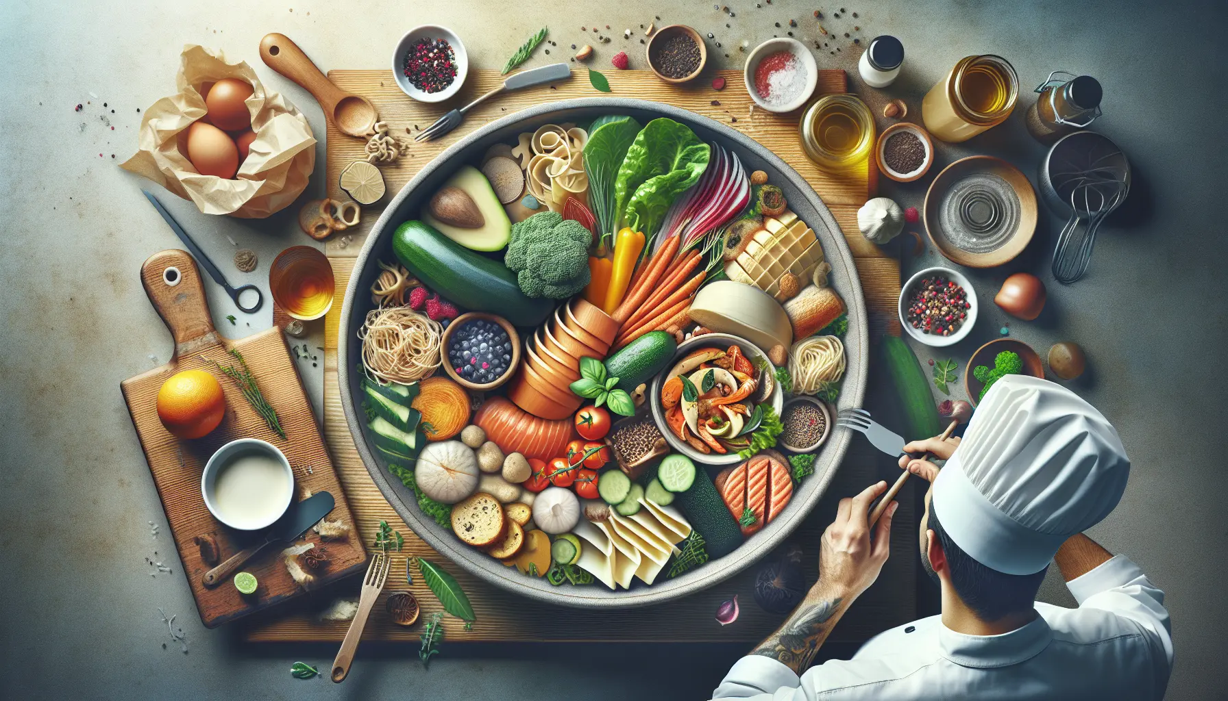 Un piatto di frittata di riso e verdure, preparato con avanzi, servito su un tavolo rustico.