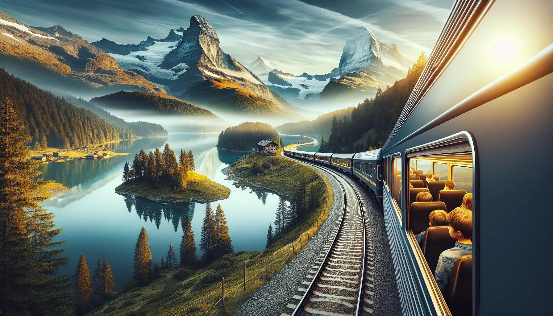 Un treno che attraversa un paesaggio montano con panorami spettacolari