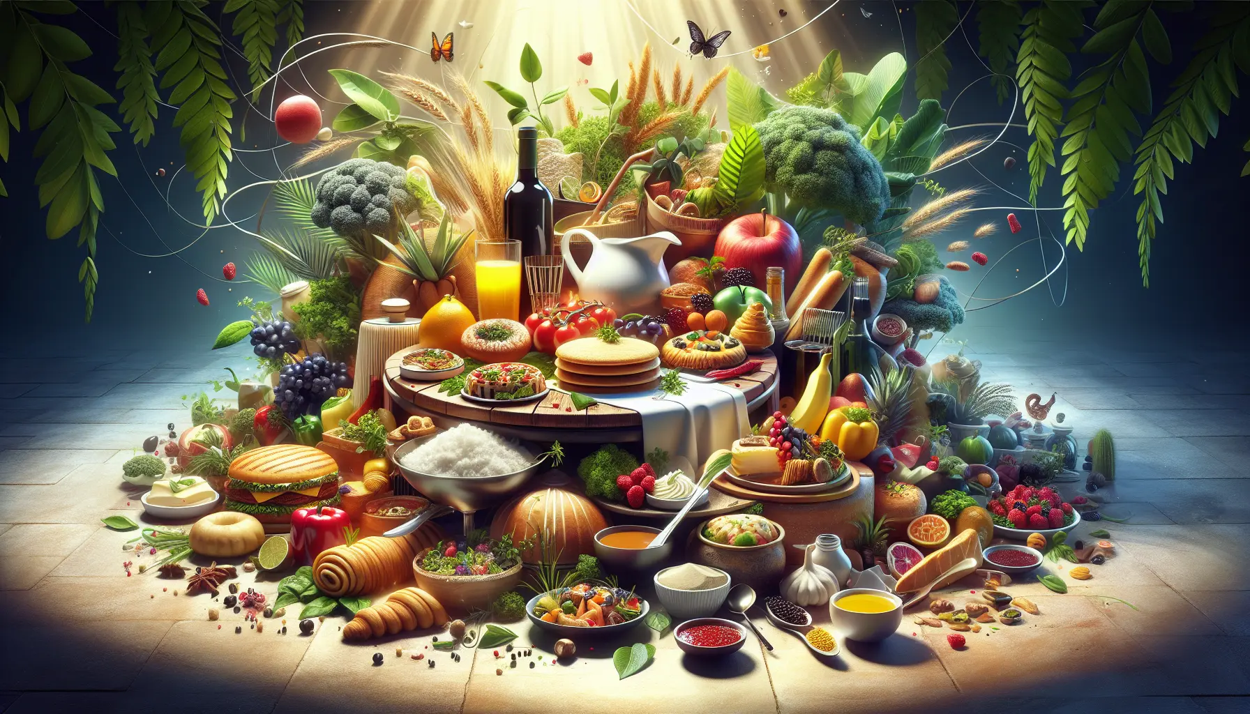 Un tavolo imbandito con piatti tipici di diverse culture, rappresentando l'unione attraverso il cibo.