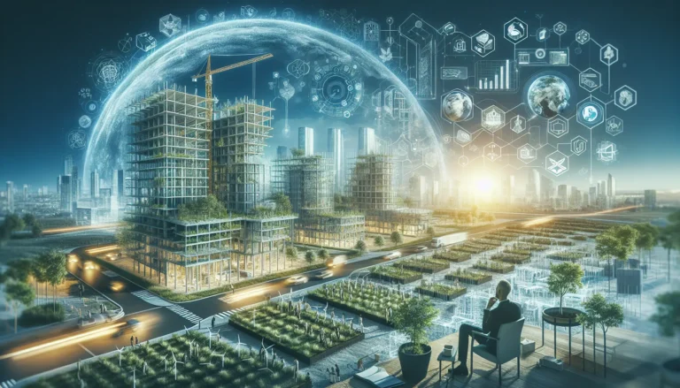 Edificio bioedilizio con giardini verticali e pannelli solari, rappresentante un esempio di architettura sostenibile.