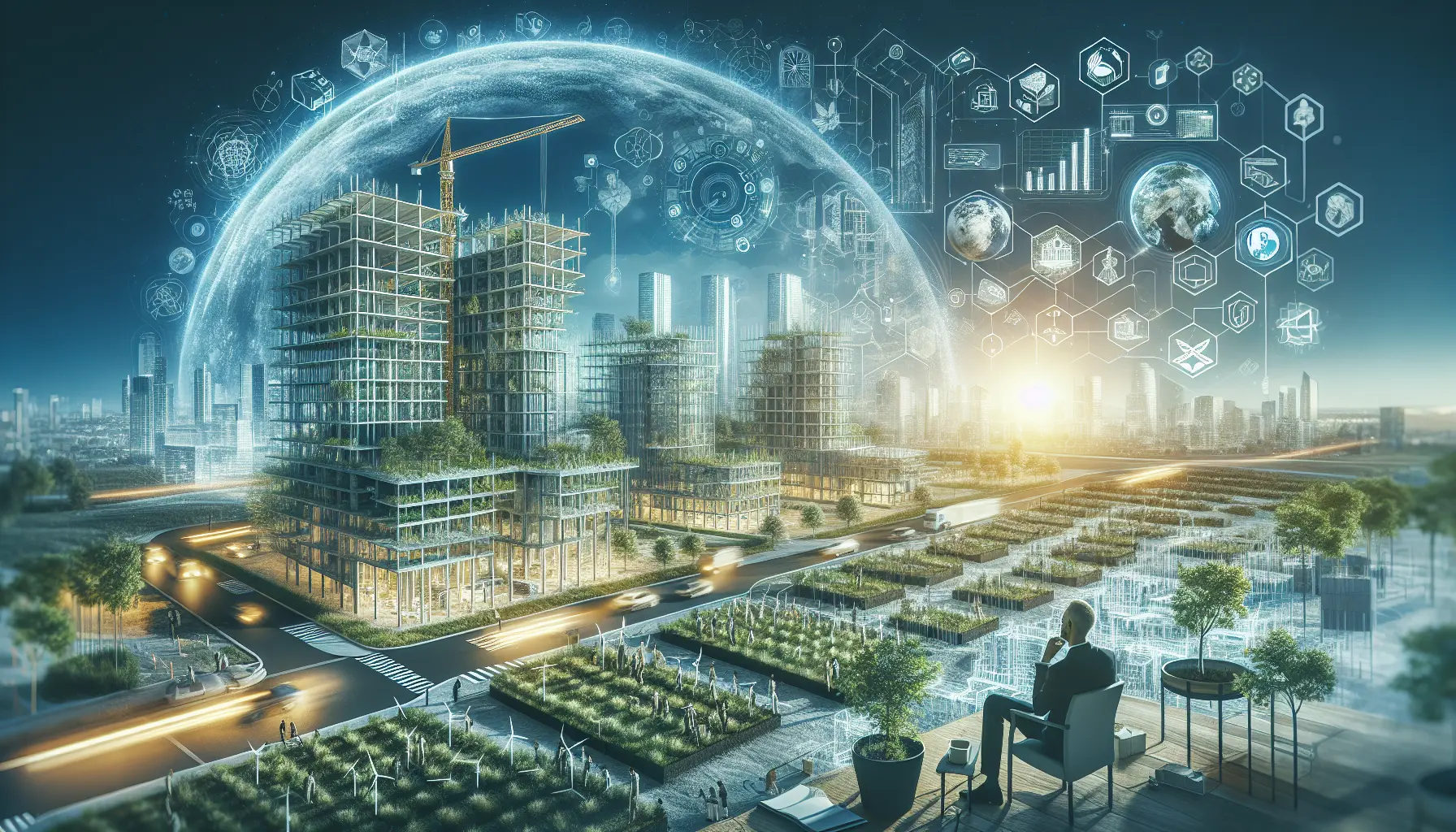 Edificio bioedilizio con giardini verticali e pannelli solari, rappresentante un esempio di architettura sostenibile.