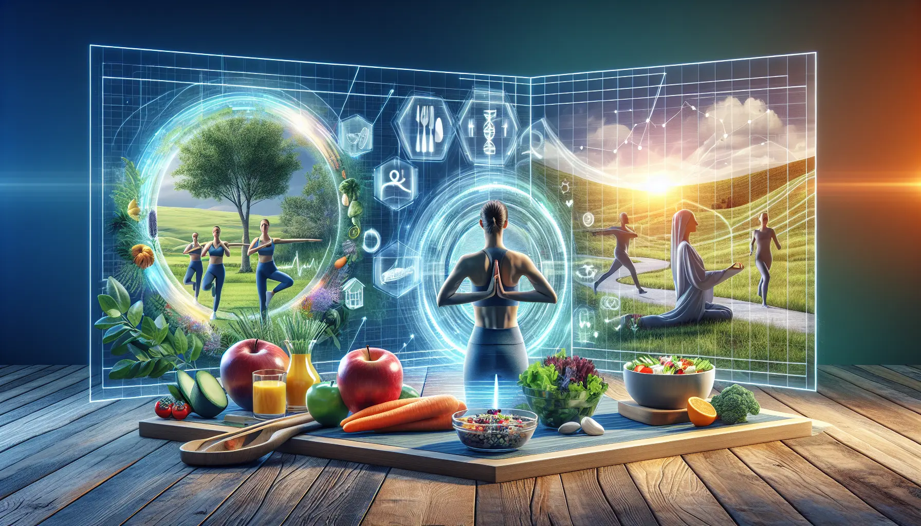 Una persona che pratica meditazione in un ambiente naturale, immersa nella consapevolezza e nella tranquillità.