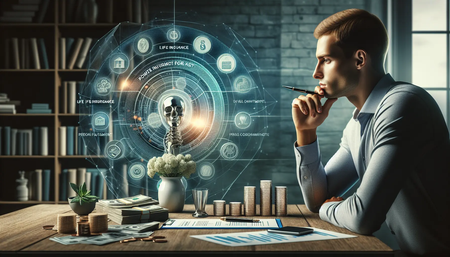 Immagine di un professionista che discute opzioni di assicurazione sulla vita con un consulente finanziario.