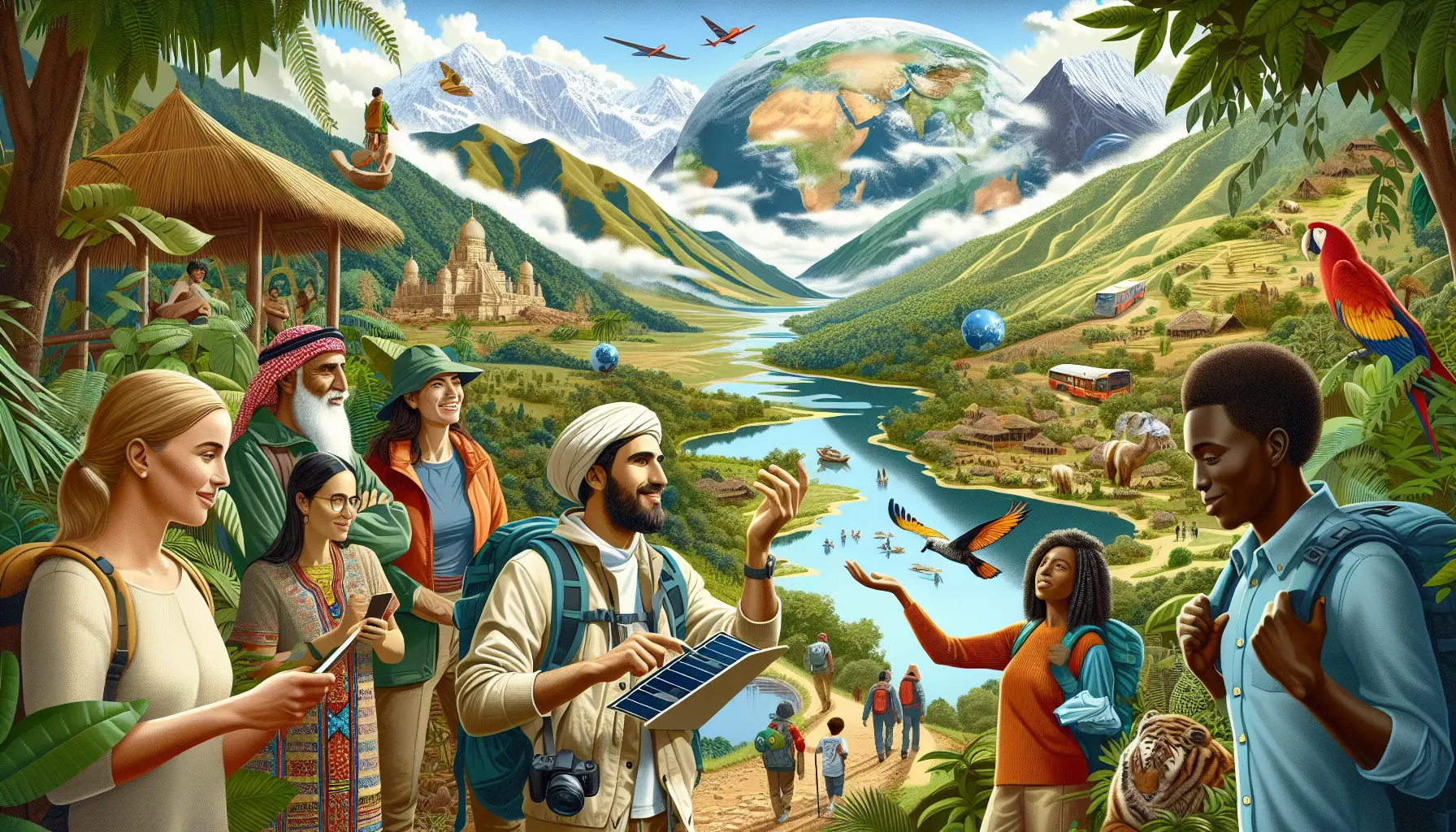 Un gruppo di giovani viaggiatori esplora un mercato locale, interagendo con la comunità e scoprendo culture autentiche.