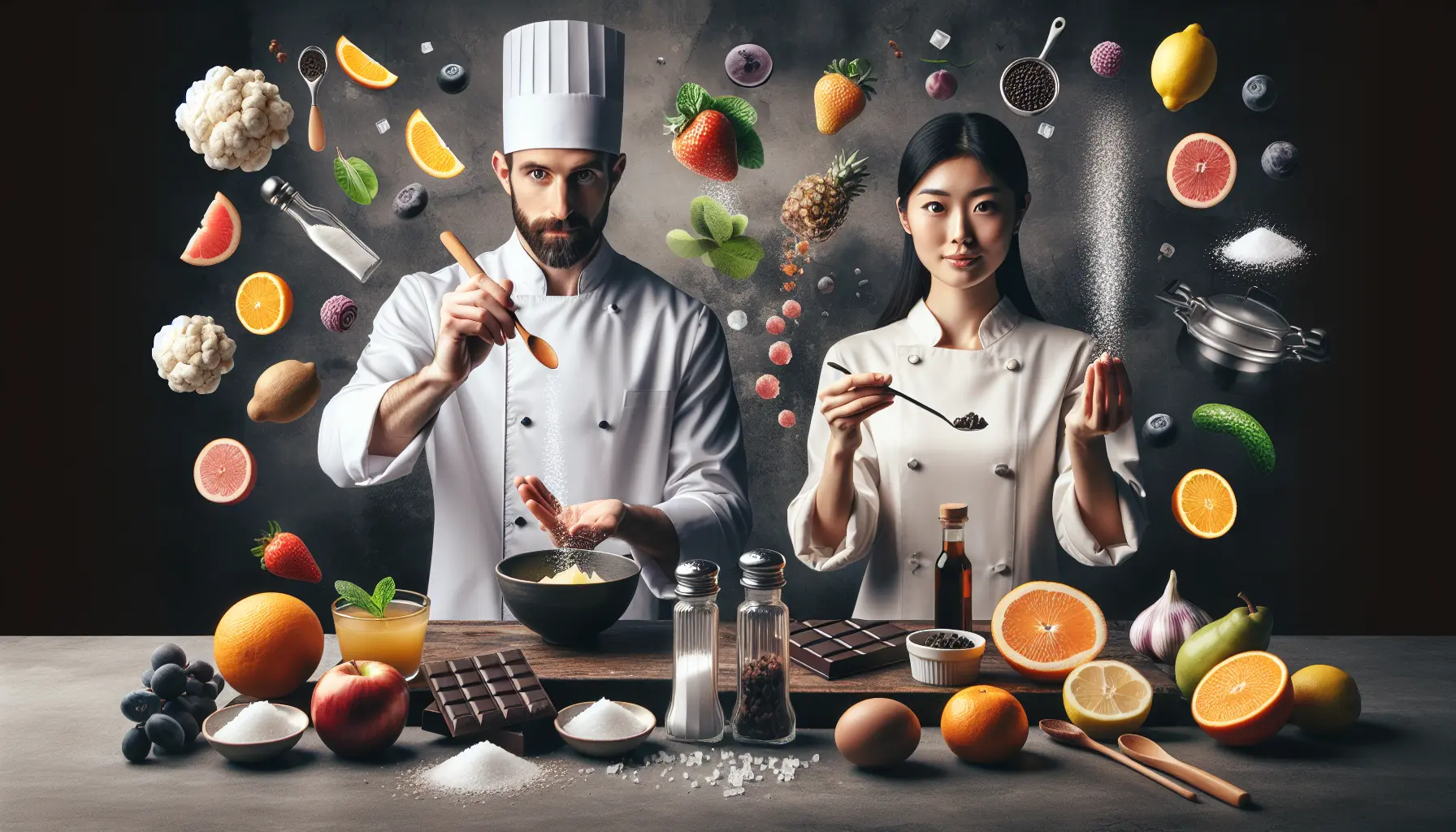 Un piatto colorato con ingredienti freschi che rappresentano l'equilibrio dei sapori in cucina.