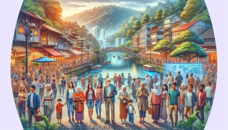 Un gruppo di turisti in visita a una storica piazza affollata, evidenziando l'impatto del turismo di massa.