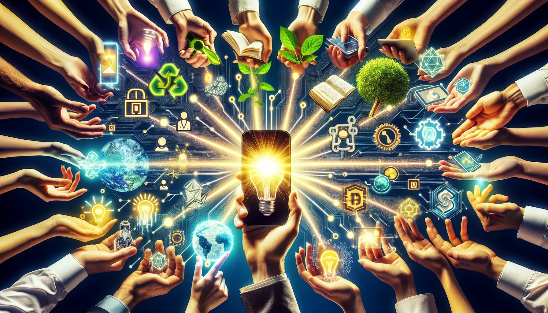 Un collage di schermi di smartphone che mostrano diverse app innovative e sostenibili.